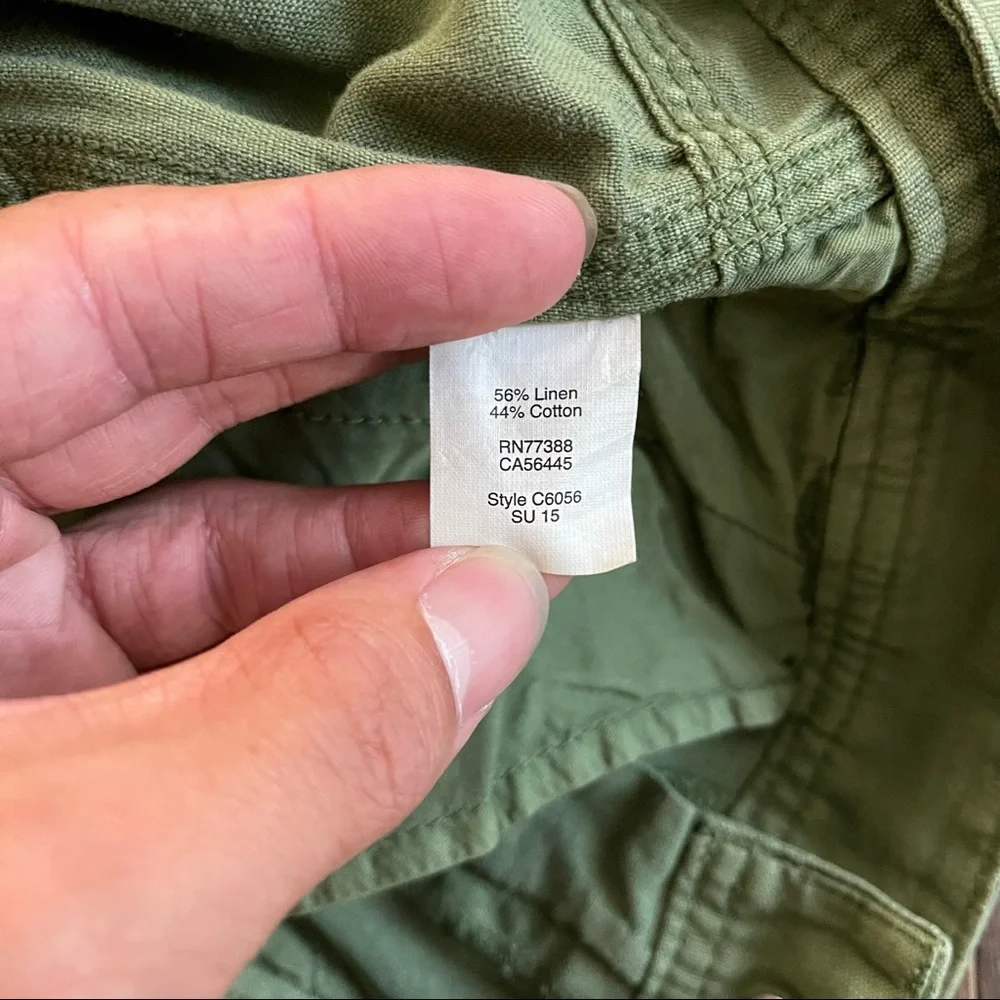 J. Crew Army Green Linen Shorts